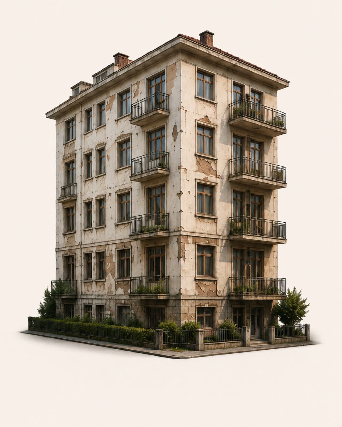 Sorunlu apartman binası — dış cephe, çatı ve yalıtım problemleri